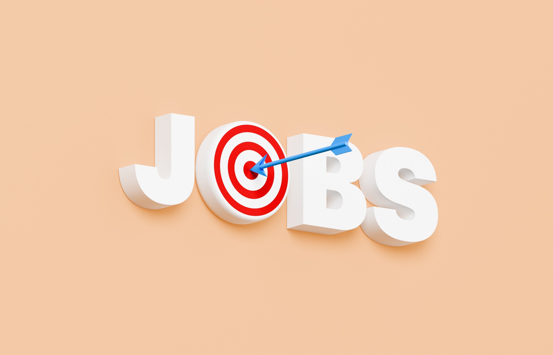 Jobs spelled with text and a bulls eye